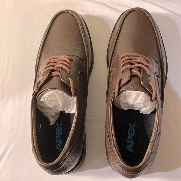 Apex Men's Moc Toe Oxford - Brown Leather Size 8.5 - Picture 4 of 5